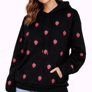 Steady Hands Embroidered Strawberry Hoodie Size Medium